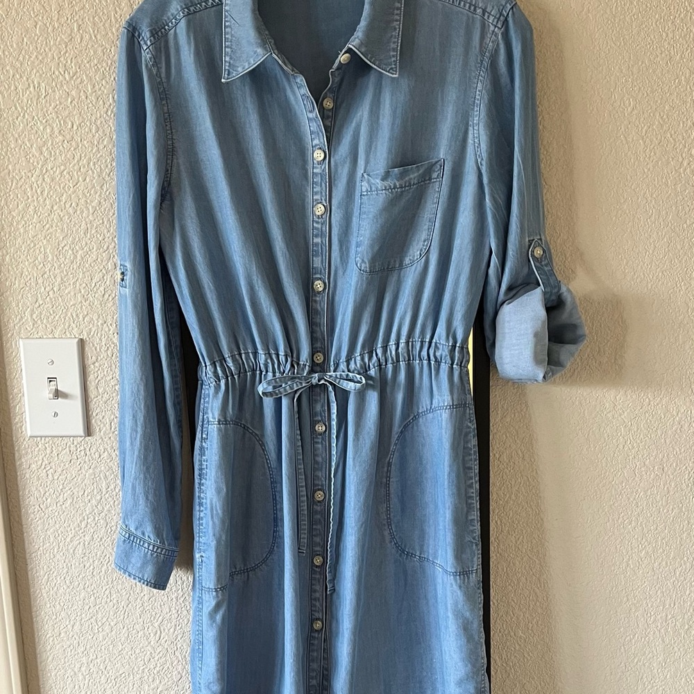 Athleta Denim Blue Shirt Dress - Picture 2 of 9